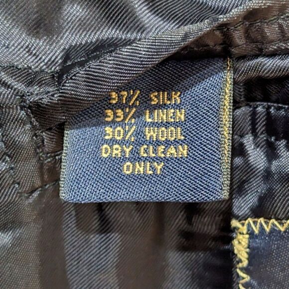 Brooks Brothers Mens Navy Silk/Linen/Wool Blend Two Button Blazer - Picture 8 of 8